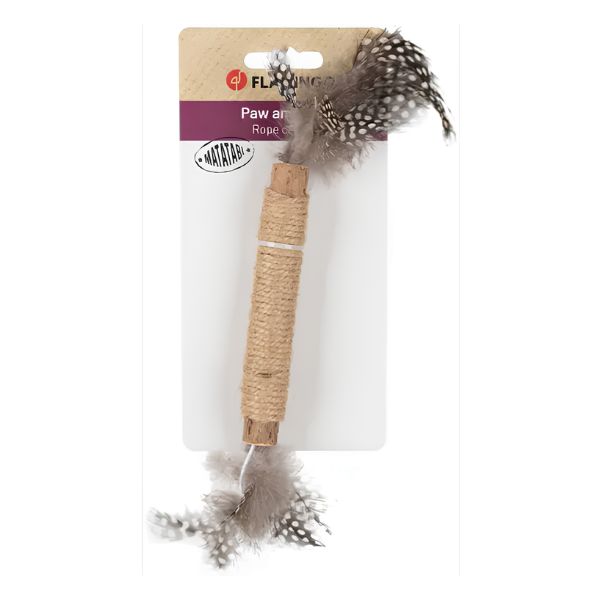 מקל מעץ מטאטבי עם חבלי יוטה Flamingo