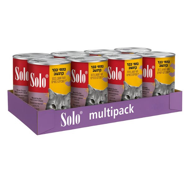 מגש סולו Solo מעדן לחתולים נתחי כבד ברוטב - 400 גרם * 24 יח'