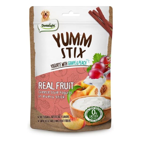 דנטלייט יאמ סטיקס מקלוני יוגורט ענבים ואפרסק - 70 גרם