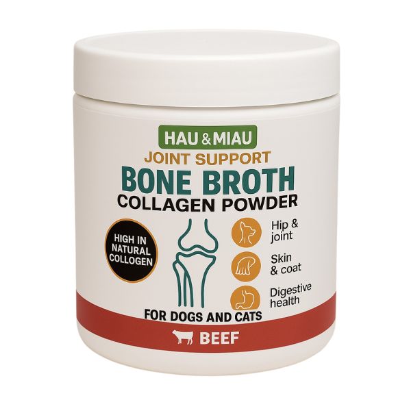 האו ומיאו אבקת ציר בקר מועשר קולגן לחיזוק ובריאות המפרקים והעצמות לכלבים- 100 גרם