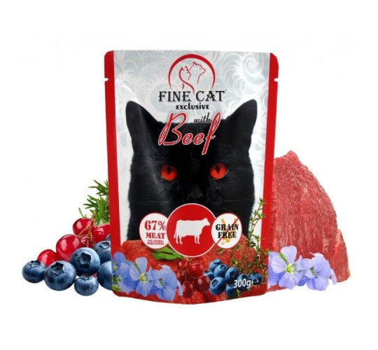 פאוץ חתול 300 גרם בקר FINE CAT