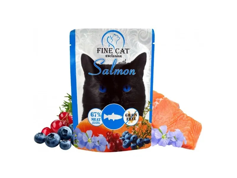 פאוץ חתול 300 גרם סלמון FINE CAT