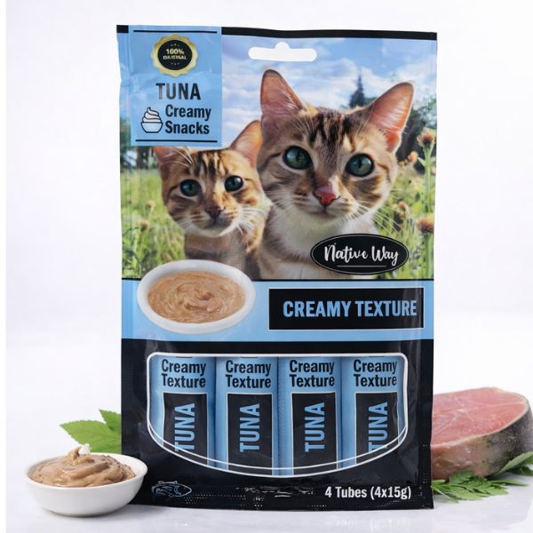 מבצע Native way נייטיב וואי חטיף נוזלי לחתולים טונה – 4 יח' * 60 גרם