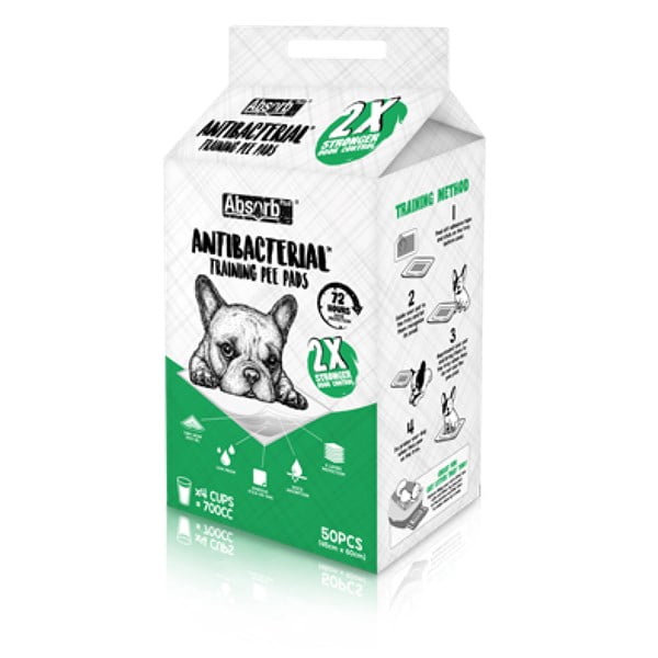 אבסורב משטחי פדים לאילוף גורים אנטיבקטריאליים 50 יח' 45X60 ס"מ