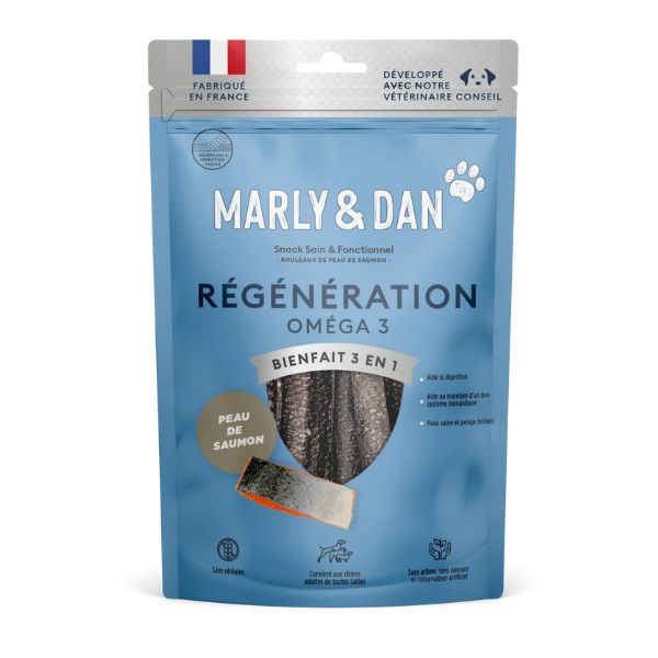 חטיף MARLY&amp;DAN רול עור סלמון 100% טבעי- 60 גרם