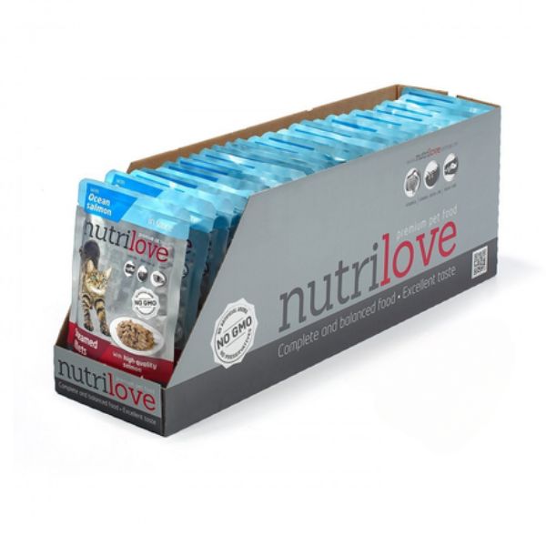 נוטרילאב מגש פאוץ' לחתול סלמון ברוטב עשיר - 85 גרם * 28 יח'