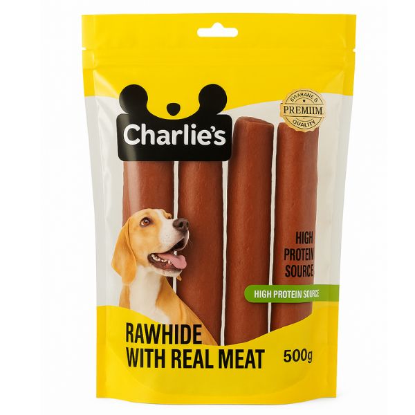 חטיף צ`רליז Charlie’s רול בקר 22 ס"מ עטוף ברווז - 500 גרם