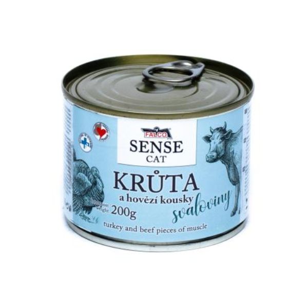 Falco Sense Cat מזון רטוב בשימורים לחתולים הודו בקר וחזיר - 200 גרם