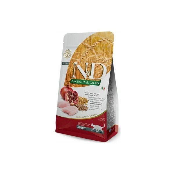 N&amp;D נטורל אנד דלישס חתול - עוף, שיבולת שועל ורימון - 1.5 ק"ג
