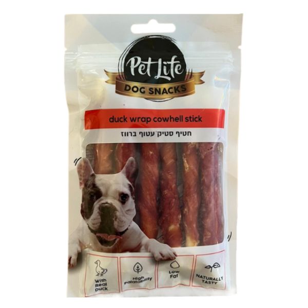 פט לייף חטיף לכלבים עור בקר עטוף ברווז - 80 גרם