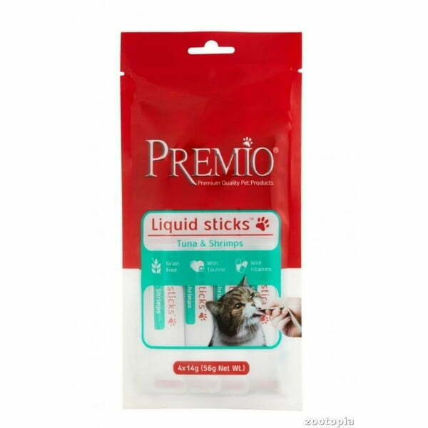 פרמיו חטיף נוזלי לחתולים טונה ושרימפס