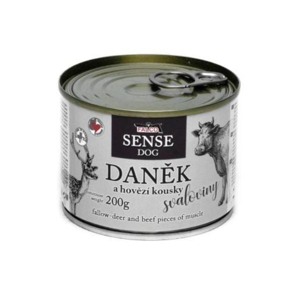 Falco Sense dog מזון רטוב בשימורים צבי שריר בקר וחזיר - 200 גרם