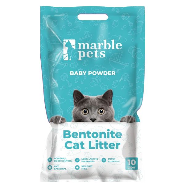 מרבל Marble חול לחתולים מתגבש בניחוח בייבי פאודר עדין - 10 ליטר