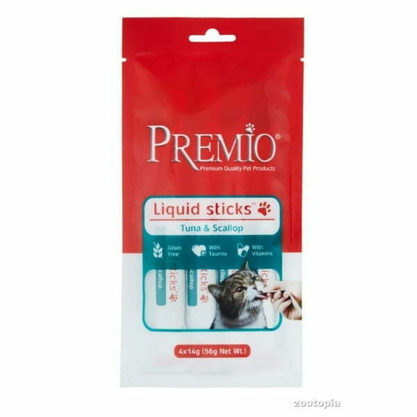 פרמיו חטיף נוזלי לחתולים טונה וצדפות