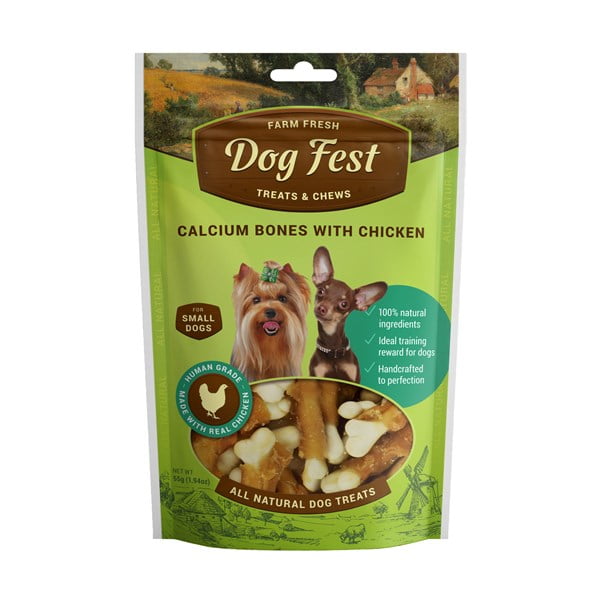 דוג פסט חטיף לכלבים - עצמות קלציום עם עוף 55 גרם