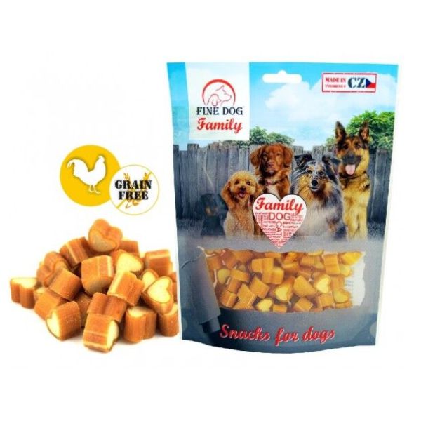 Fine Dog פיין דוג חטיף לכלבים לבבות עוף - 200 גרם