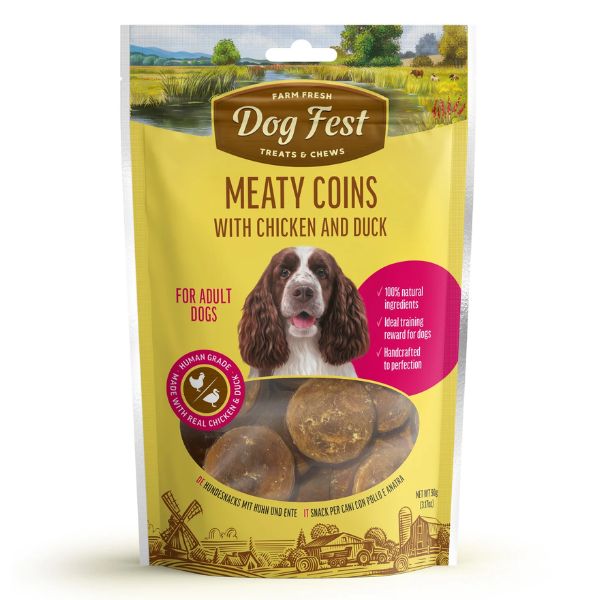 דוג פסט חטיף לכלבים מדליוני עוף וברווז - 90 גרם