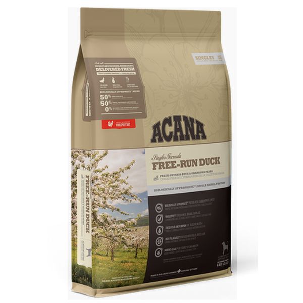 אקאנה ברווז סינגלס - מזון לכלבים מגיל שנה על בסיס ברווז