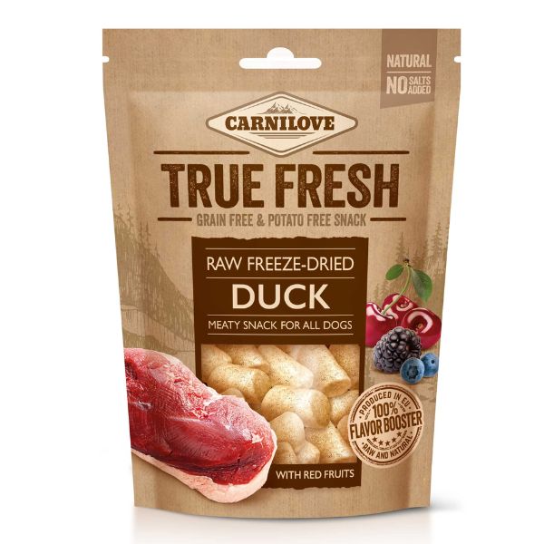 קרנילאב חטיף טבעי מיובש בהקפאה True Fresh נגיסי ברווז - 40 גרם