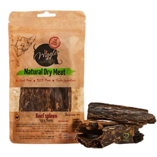 וויגל טחול בקר מיובש 100% חטיף טבעי לכלבים - 100 גרם