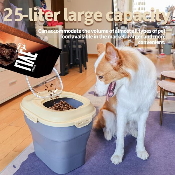 מיכל אחסון מתקפל איכותי לאוכל + כף - 25 ליטר