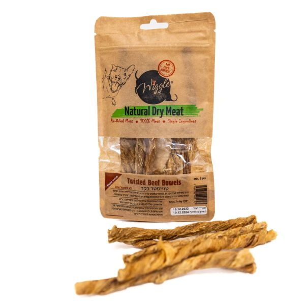 וויגל טוויסטר מעי בקר 100% חטיף טבעי לכלבים - 5 יח'