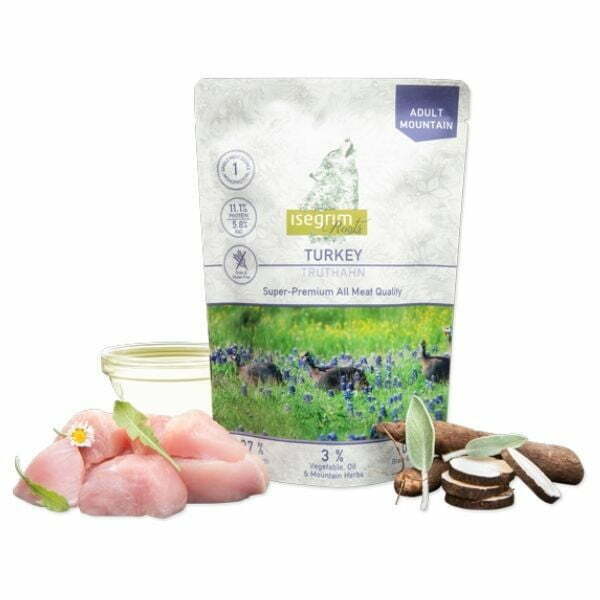 איסגרים מזון טבעי לכלבים עם הודו, שורש סלסיפי, שמן חמניות ועשבי תיבול - 410 גרם