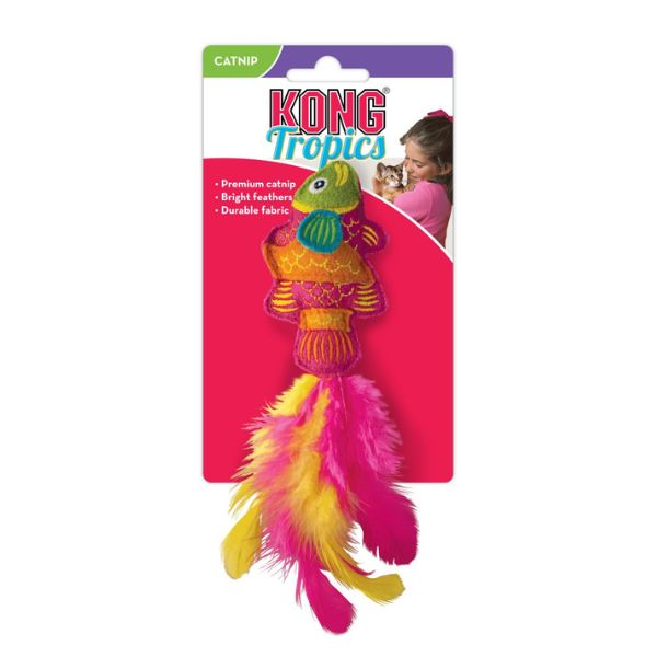 קונג Tropics צעצוע דג נוצות צבעוני לחתולים מועשר קטניפ