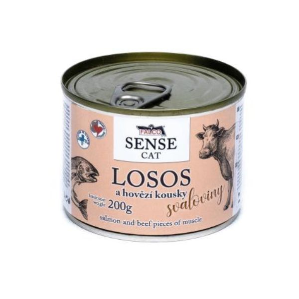 Falco Sense Cat מזון רטוב בשימורים לחתולים סלמון בקר וחזיר - 200 גרם