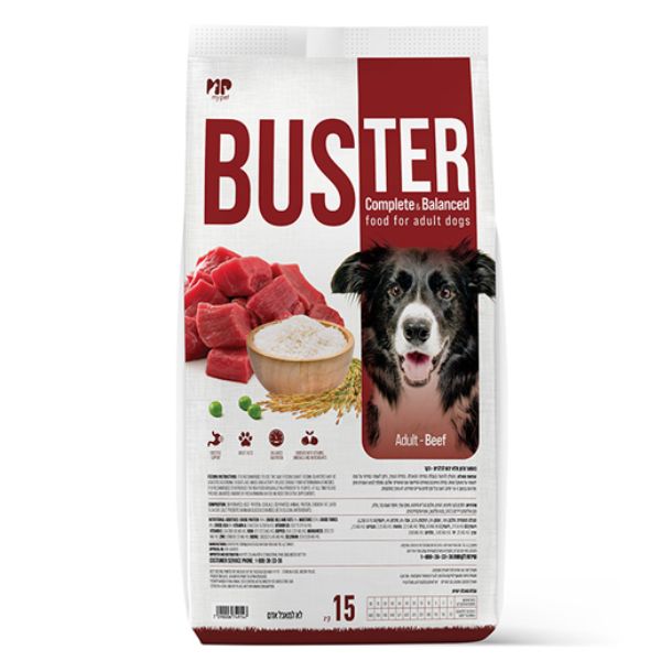 באסטר פרמיום בקר מזון לכלבים בוגרים - 15 ק"ג