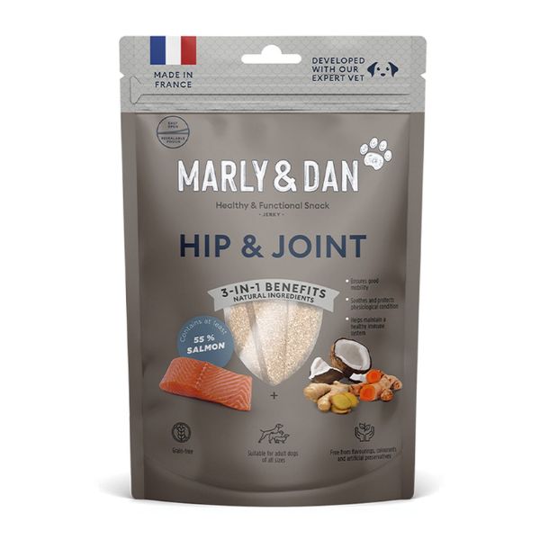 חטיף MARLY&amp;DAN רצועות סלמון לחיזוק מפרקים ועצמות - 80 גרם