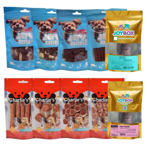 מבצע מיקס חטיפים לכלבים  10 יחידות מיקס טעמים צ'רליס, ג'וי בייטס