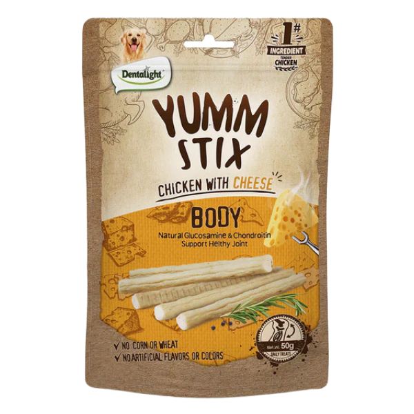 דנטלייט יאמ סטיקס עוף וגבינה תמיכה במפרקים - 50 גרם