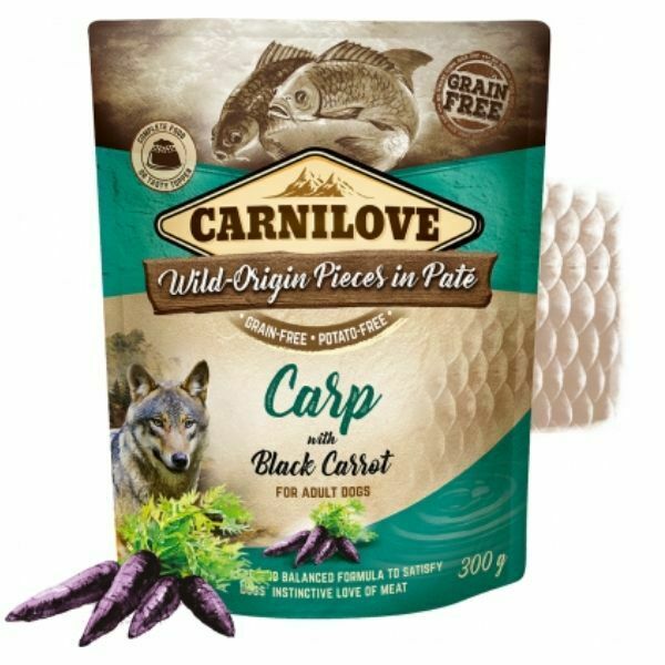 קרנילאב קרפיון וגזר שחור פאוץ' מזון רטוב לכלבים - 300 גרם