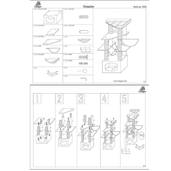 CATAGAT - Granite מתקן גירוד לחתולים מפואר ויוקרתי - 133 ס"מ