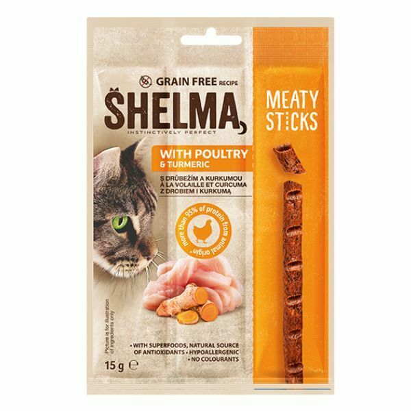 שאלמה סטיק חטיף לחתולים 3 יח' - עוף וכורכום - 15 גרם