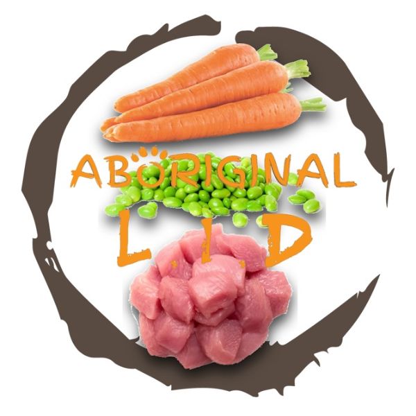 אבוריגנל LID לימיטד מזון טבעי קפוא לכלבים הודו גזר ואפונה - 5 ק"ג