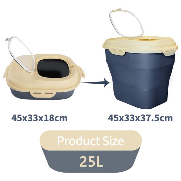 מיכל אחסון מתקפל איכותי לאוכל + כף - 25 ליטר