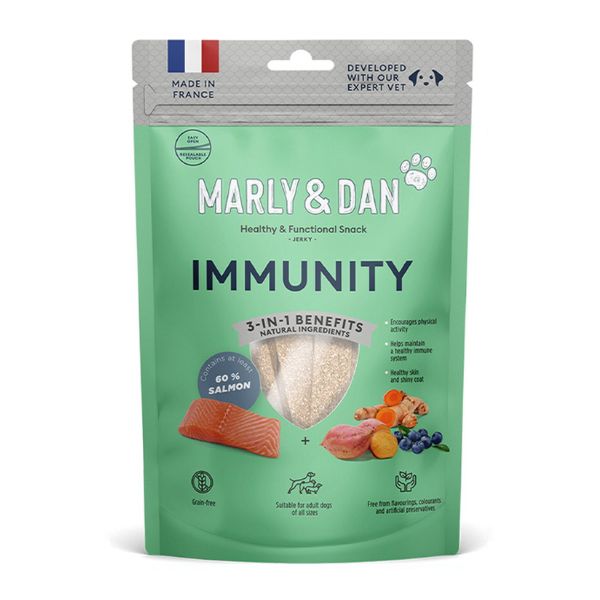 חטיף MARLY&amp;DAN רצועות סלמון לחיזוק מערכת חיסונית - 80 גרם