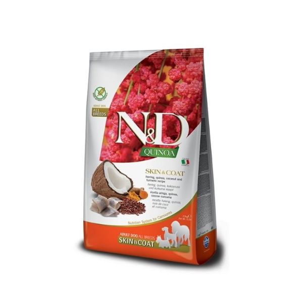 N&amp;D נטורל אנד דלישס - הרינג קוקוס וקינואה לעור ופרווה - 2.5 ק"ג