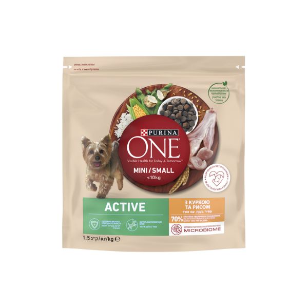פורינה ONE וואן לכלבים מגזע קטן - אקטיב עשיר בעוף 1.5 ק"ג