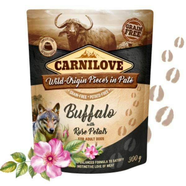 קרנילאב באפאלו ועלי כותרת פאוץ' מזון רטוב לכלבים - 300 גרם