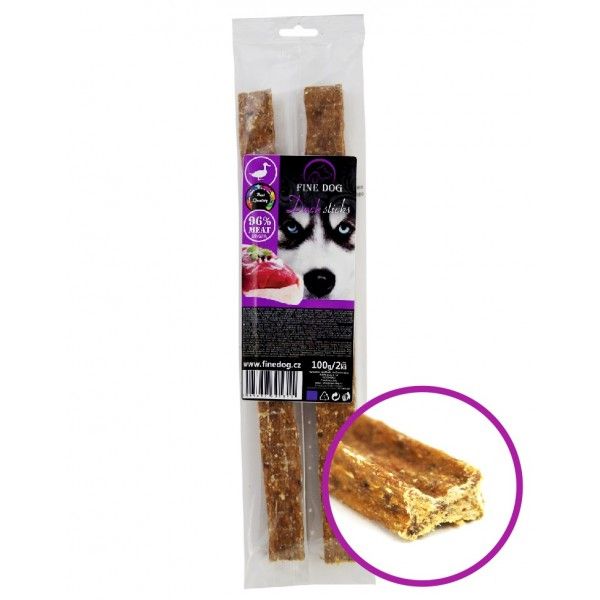 Fine Dog פיין דוג חטיף לכלבים מקלות ברווז - 100 גרם