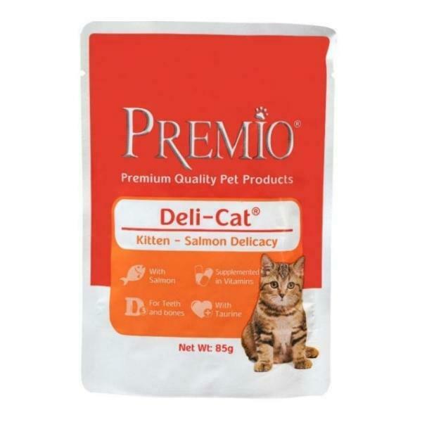 פרמיו פאוץ' לגורי חתולים - נתחי בשר סלמון ברוטב עשיר
