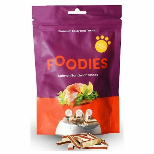 פודיס חטיף לכלבים רצועות סנדוויץ' סלמון - 100 גרם
