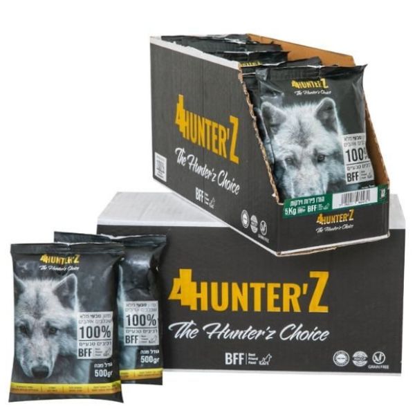 4Hunterz פור האנטרז מזון טבעי לכלבים הודו סלמון פירות וירקות - 500 גרם