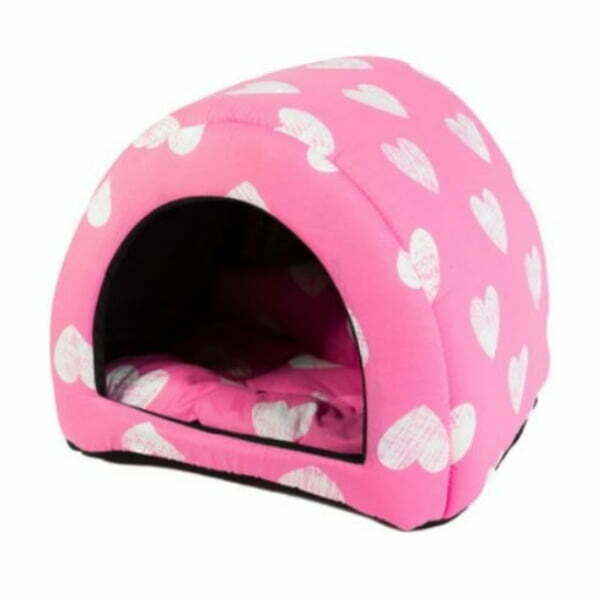 מיטה איגלו לחתול ורוד לבבות - Pets Project
