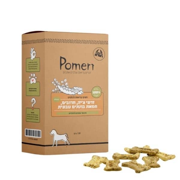 פומרי זרעי צ'יה, חרובים, חמאת בוטנים – חטיף בריאות לכלבים 100 גרם
