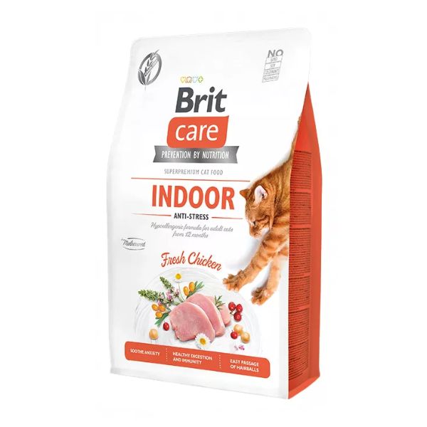 בריט קר חתולים אינדור / אנטי סטרס גריין פרי עוף - 7 ק"ג