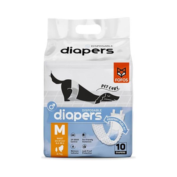 FOFOS - חיתולים לזכרים במגוון מידות עם סגירה אלסטית 10 יח' באריזה - Medium